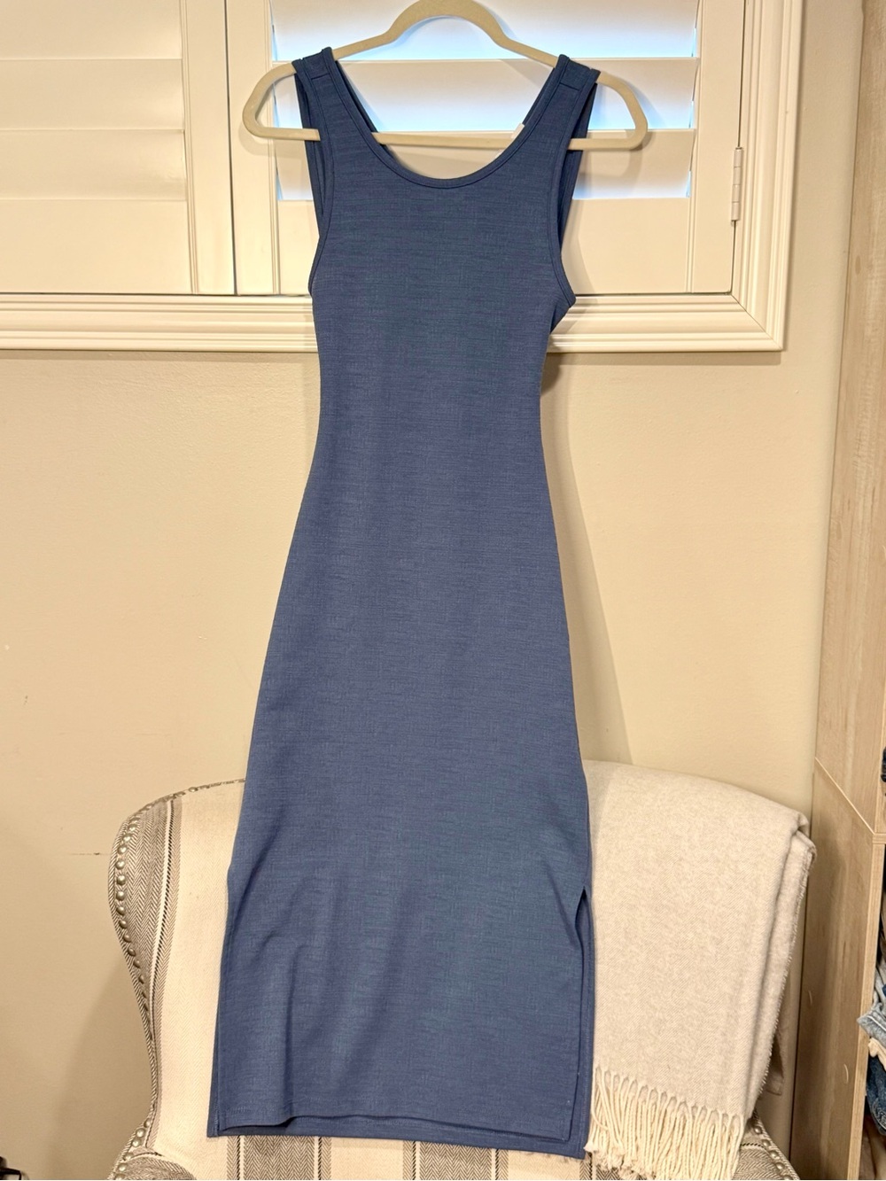 Roxy Sleeveless Ribbed Tank Dress in Slate Blue